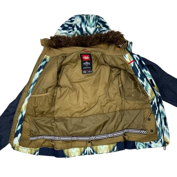 686 Womens Authentic Bae Insulated Jacket XS Ikat InfiDry Hooded Snowboarding - Picture 12 of 14